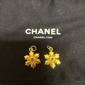 Chanel Gold Snowflake Charms- 2 Total in Chanel Bag